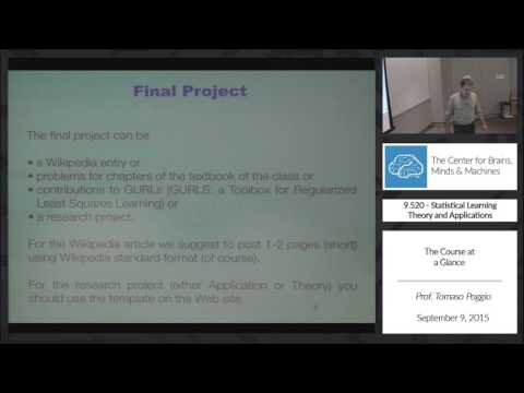 MIT Course 9.520 - Statistical Learning Theory and Applications, Fall 2015 - YouTube